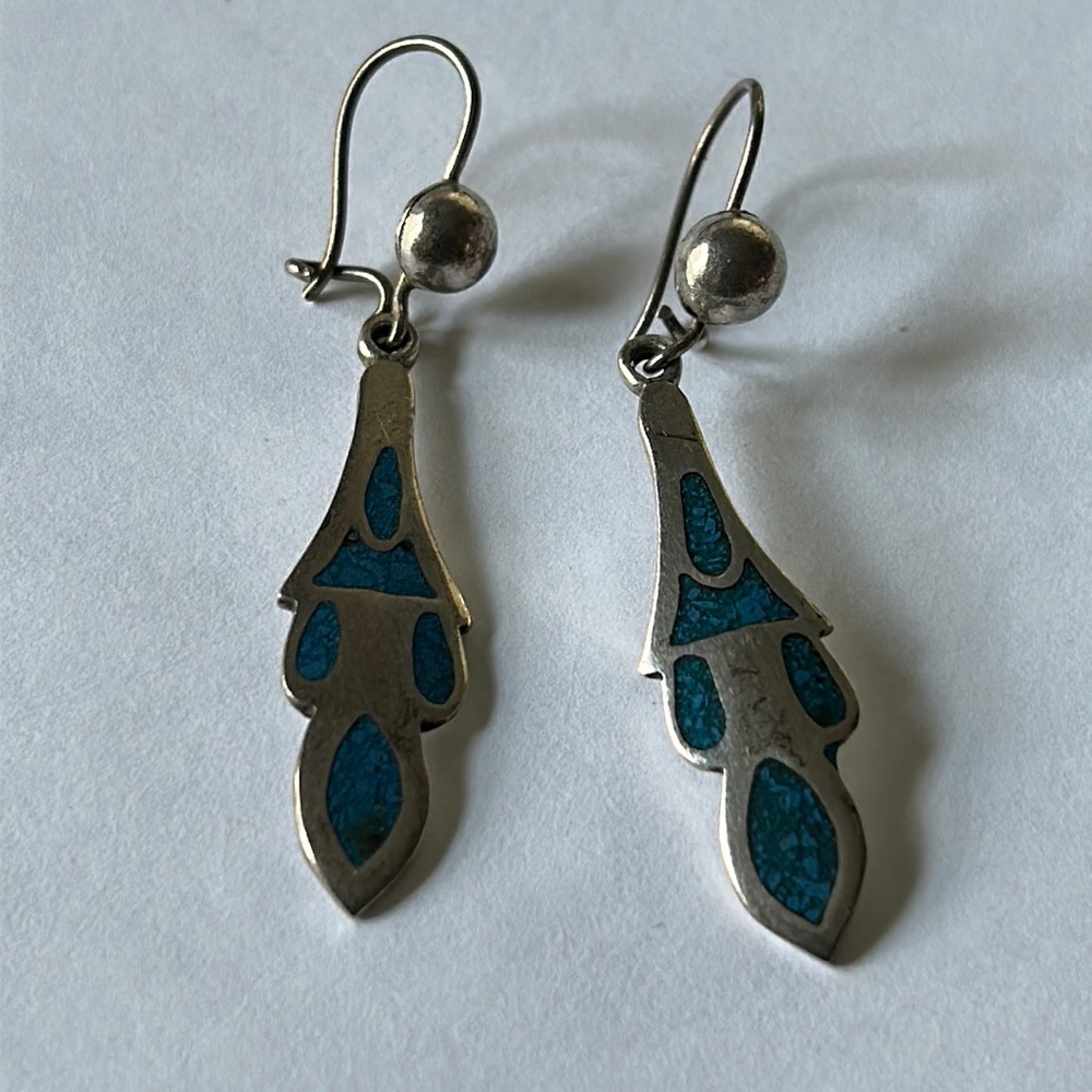 Vintage Sterling Silver 925 and Torquoise Drop Earrings